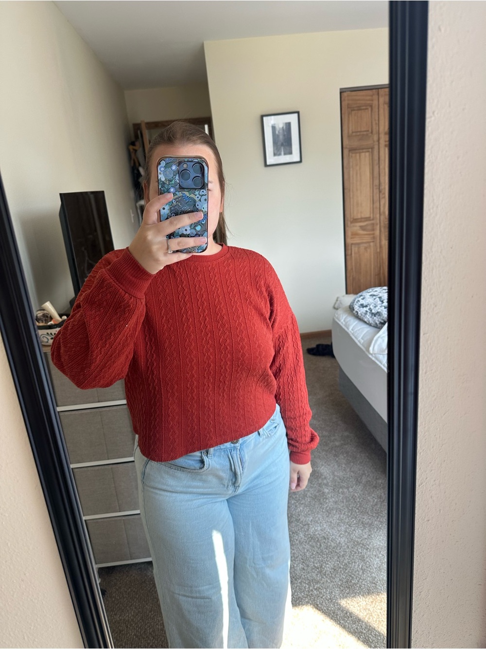 URBAN Romantics Rust Red Cable Crewneck Sweater